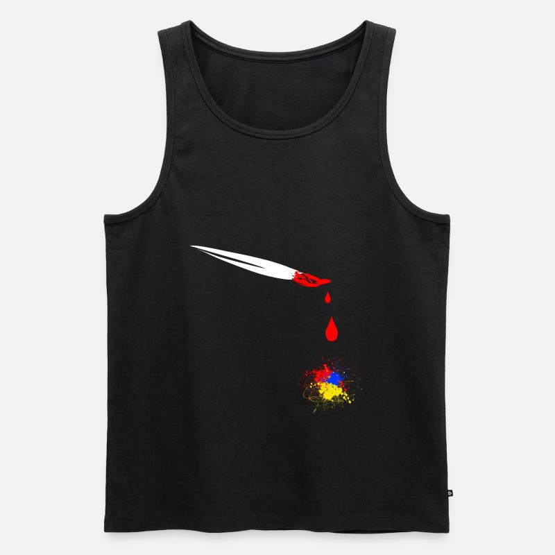 Pinsel mit Farbklecks weiss - Männer Premium Bio Tank Top - Schwarz