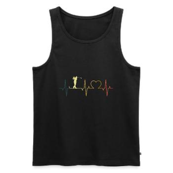 Golf Herzschlag Golfer Retro Herz Golfen - Männer Premium Bio Tank Top - Schwarz - Vorne - AI Model Male 178 light (178cm)