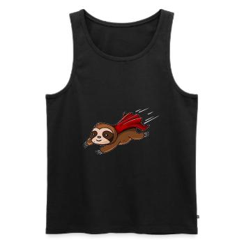 Sloth as superhero funny sloth shirt - Men's Premium Organic Tank Top - black - Front - Michal (187cm)