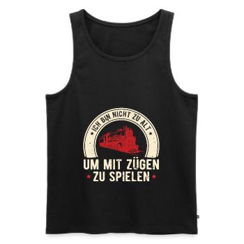 Lokführer Ich Bin Nicht Zu Alt Um Mit Zügen Zu Spi - Männer Premium Bio Tank Top - Schwarz - Vorne - AI Model Male 178 light (178cm)