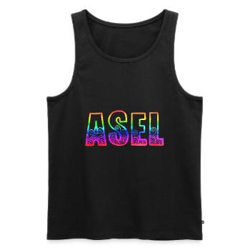 Asel RS Arc-en-ciel - Débardeur bio Premium Homme - noir - Devant - Michal (187cm)
