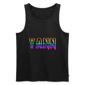 yann rs arc-en-ciel - Débardeur bio Premium Homme - noir - Devant - AI Model Male 178 light (178cm)