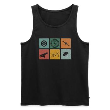 Vintage Fahrradteile Radfahren T-Shirt Radfahrer - Männer Premium Bio Tank Top - Schwarz - Vorne - Michal (187cm)