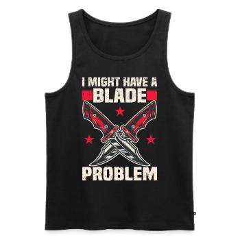 Messerliebhaber Geschenkideen | Messersammler - Männer Premium Bio Tank Top - Schwarz - Vorne - Michal (187cm)