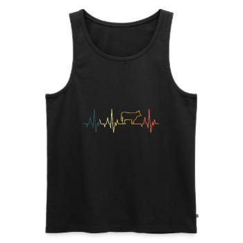 Kuh Herzschlag Kühe Landwirt Bauer Retro - Männer Premium Bio Tank Top - Schwarz - Vorne - Michal (187cm)