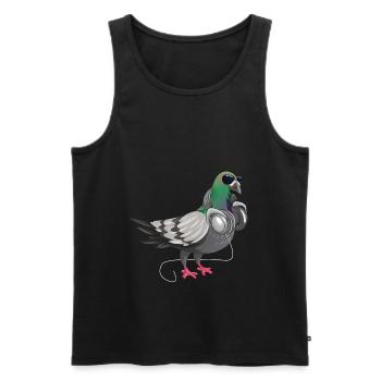 Drôle de techno sourd oreillers musique oiseaux - Débardeur bio Premium Homme - noir - Devant - Michal (187cm)