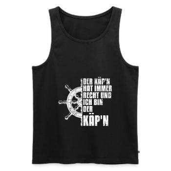 Der Käpt'n hat immer Recht ich bin der Kapitän Seg - Männer Premium Bio Tank Top - Schwarz - Vorne - Michal (187cm)