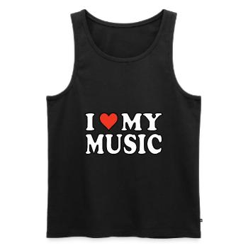 J’aime ma musique - le design musical cool - Débardeur bio Premium Homme - noir - Devant - Michal (187cm)
