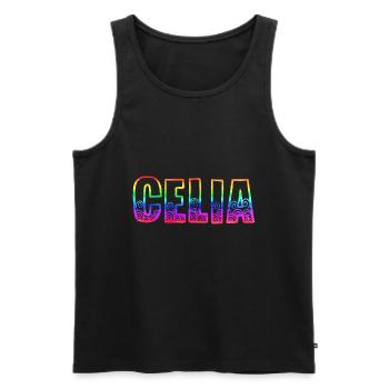 celia rs arc-en-ciel - Débardeur bio Premium Homme - noir - Devant - Michal (187cm)