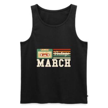 66. Geburtstag März Jahrgang 1957 Vintage - Männer Premium Bio Tank Top - Schwarz - Vorne - Michal (187cm)