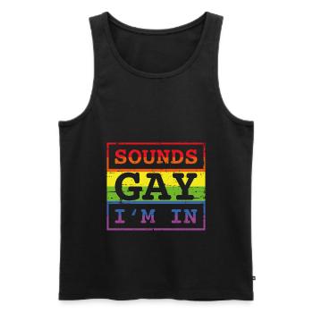 Je suis gay - Débardeur bio Premium Homme - noir - Devant - Michal (187cm)