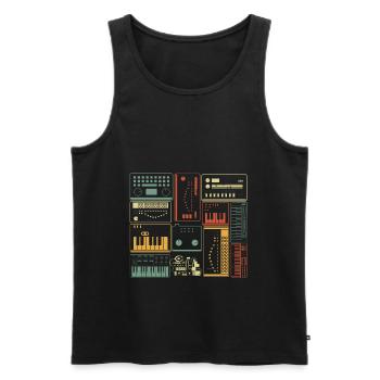 Analog Modular Synthesizer Musician Keyboard - Men's Premium Organic Tank Top - black - Front - AI Model Male 178 light (178cm)