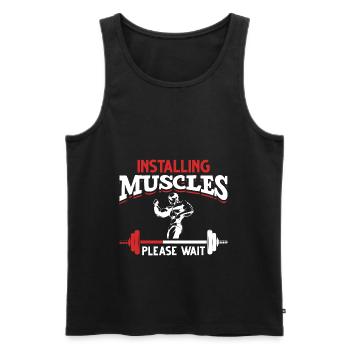 Gym Gym Funny et haltères - Débardeur bio Premium Homme - noir - Devant - Michal (187cm)