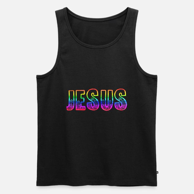 jesus rs regenbogen - Männer Premium Bio Tank Top - Schwarz