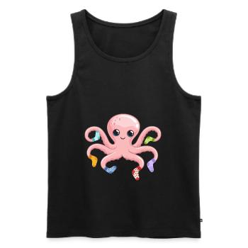 Kawaii Octopus Sweet Octopus Sea Creature - Men's Premium Organic Tank Top - black - Front - AI Model Male 178 light (178cm)
