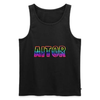 Aitor RS Arc-en-ciel - Débardeur bio Premium Homme - noir - Devant - Michal (187cm)