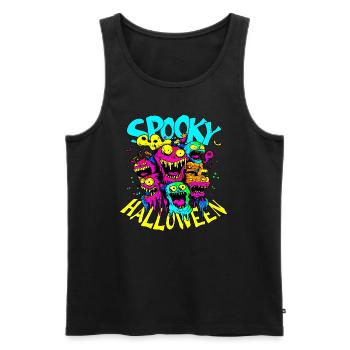 Vintage, retro „Spooky Halloween“ Design - Männer Premium Bio Tank Top - Schwarz - Vorne - AI Model Male 178 light (178cm)