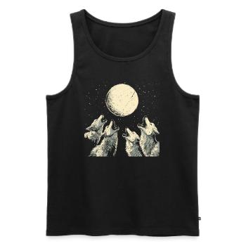 Heulende Wölfe Jahrgang Wolf Mond - Männer Premium Bio Tank Top - Schwarz - Vorne - Michal (187cm)