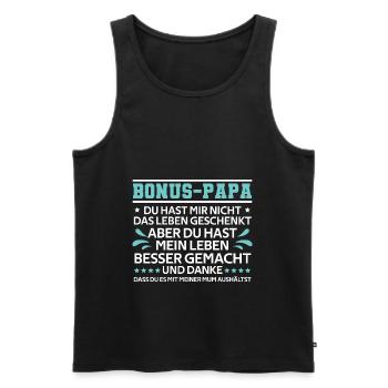 Bonus Papa Stiefvater Geschenk Pflegevater - Männer Premium Bio Tank Top - Schwarz - Vorne - Michal (187cm)