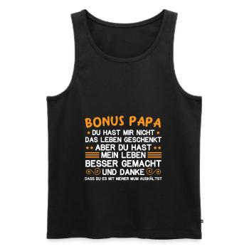 Bonus Papa Stiefvater Geschenk Pflegevater - Männer Premium Bio Tank Top - Schwarz - Vorne - Michal (187cm)