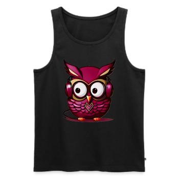 Eule dunkellila Kopfhörer - Männer Premium Bio Tank Top - Schwarz - Vorne - AI Model Male 178 light (178cm)