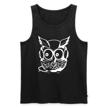 Eule weiß Kopfhörer - Männer Premium Bio Tank Top - Schwarz - Vorne - AI Model Male 178 light (178cm)