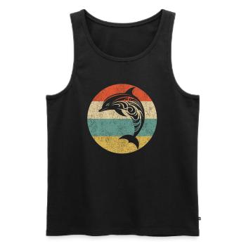 Retro Vintage Delfin - Männer Premium Bio Tank Top - Schwarz - Vorne - Michal (187cm)