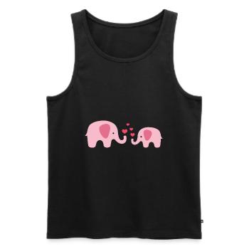 Sweet baby elephant and mom with red hearts - Men's Premium Organic Tank Top - black - Front - AI Model Male 178 light (178cm)