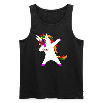 dabbing unicorn Einhorn in Regenbogenfarben lgbt - Männer Premium Bio Tank Top - Schwarz - Vorne - Michal (187cm)