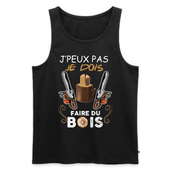 Couper Le Bois Humour Bûcheron - Débardeur bio Premium Homme - noir - Devant - AI Model Male 178 light (178cm)