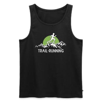 trail running course à pied nature montagne - Débardeur bio Premium Homme - noir - Devant - AI Model Male 178 light (178cm)