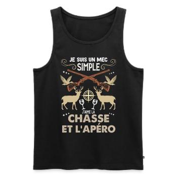 Chasseur De Gros Gibiers Et Apéro Détente - Débardeur bio Premium Homme - noir - Devant - AI Model Male 178 light (178cm)