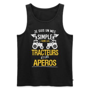 Apéro Tracteur Et Bon Vivant - Débardeur bio Premium Homme - noir - Devant - Michal (187cm)