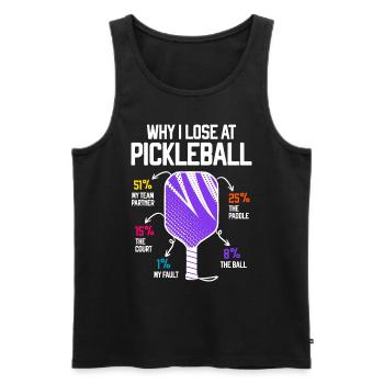 Why I Lose at Pickleball Player Funny Pickleballer - Men's Premium Organic Tank Top - black - Front - AI Model Male 178 light (178cm)