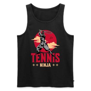 Padel Ninja Samouraï Raquette Japonaise Tennis - Débardeur bio Premium Homme - noir - Devant - AI Model Male 178 light (178cm)