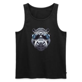 Hippo face with sunglasses - Men's Premium Organic Tank Top - black - Front - Michal (187cm)