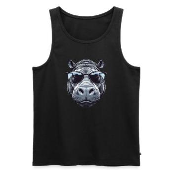 Hippo face with sunglasses - Men's Premium Organic Tank Top - black - Front - Michal (187cm)