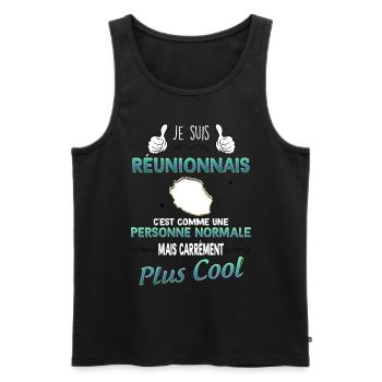 Homme la Réunion Le Réunionnais Cool C'est Le Mien - Débardeur bio Premium Homme - noir - Devant - Michal (187cm)
