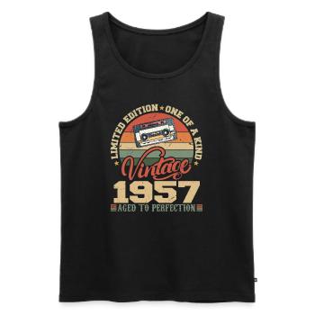Jahrgang 1957 Retro 1957 Geburtstagsgeschenk - Männer Premium Bio Tank Top - Schwarz - Vorne - AI Model Male 178 light (178cm)