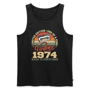 Jahrgang 1974 Retro Geburtstagsgeschenk 1974 - Männer Premium Bio Tank Top - Schwarz - Vorne - Michal (187cm)