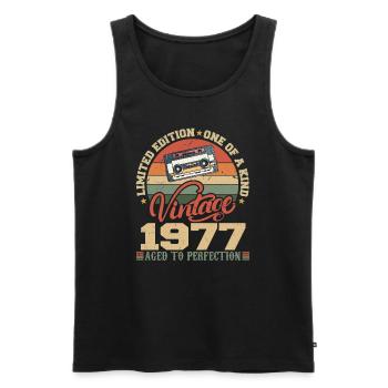 Jahrgang 1977 Retro Geburtstagsgeschenk 1977 - Männer Premium Bio Tank Top - Schwarz - Vorne - AI Model Male 178 light (178cm)