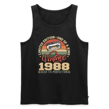 Vintage 1988 Cadeau D'anniversaire Retro 1988 - Débardeur bio Premium Homme - noir - Devant - AI Model Male 178 light (178cm)