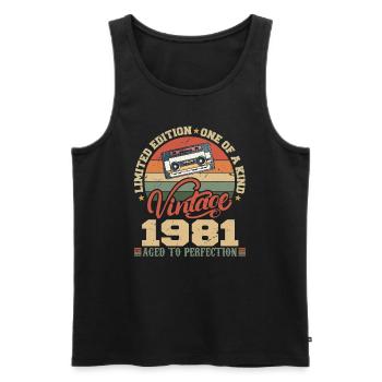 Jahrgang 1981 Retro 1981 Geburtstagsgeschenk - Männer Premium Bio Tank Top - Schwarz - Vorne - AI Model Male 178 light (178cm)