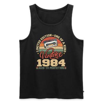 Jahrgang 1984 Retro Geburtstagsgeschenk 1984 - Männer Premium Bio Tank Top - Schwarz - Vorne - Michal (187cm)