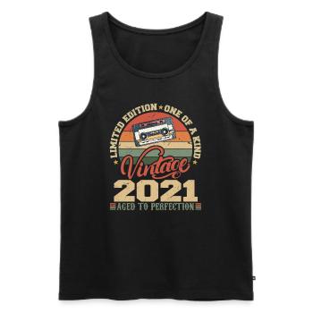 Vintage 2021 Cadeau D'anniversaire Retro 2021 - Débardeur bio Premium Homme - noir - Devant - Michal (187cm)