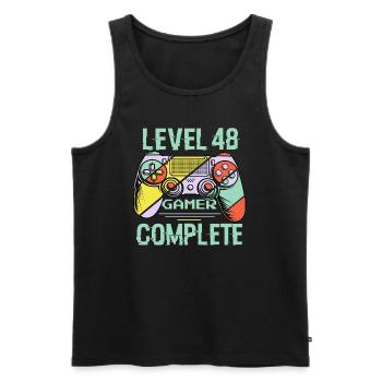 Niveau 48 complète 48 Ans Gamer Level 48 Complete - Débardeur bio Premium Homme - noir - Devant - AI Model Male 178 light (178cm)