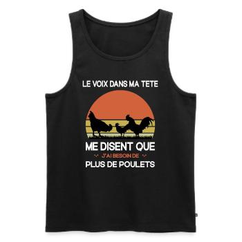 Papys Poules Humour Mamans Poules - Débardeur bio Premium Homme - noir - Devant - AI Model Male 178 light (178cm)