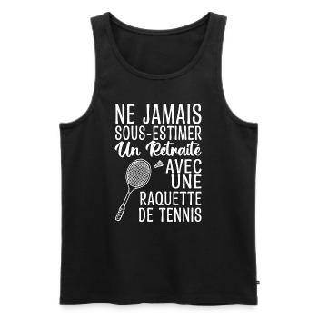 Cadeau Humour Tennis Homme Retraité - Débardeur bio Premium Homme - noir - Devant - Michal (187cm)