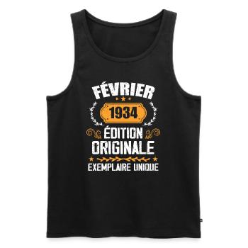 Geschenk zum 90. Geburtstag, geboren im Februar 1934 - Männer Premium Bio Tank Top - Schwarz - Vorne - Michal (187cm)