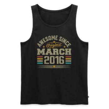 Mars 2016 Anniversaire Idée Cadeau Vintage 2016 - Débardeur bio Premium Homme - noir - Devant - Michal (187cm)